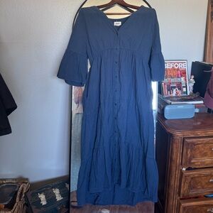 Pact Navy Coastal Long Sleeve Dress